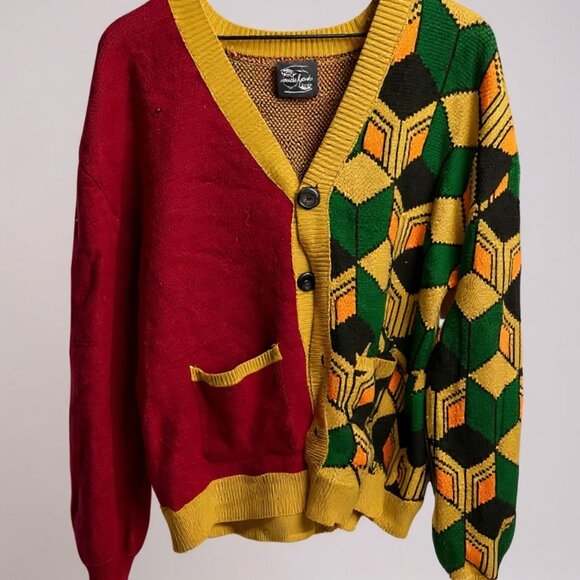 Steady Hands Cardigan M/L Giyu Tomioka Inspired Geometric Knit Grandpacore - Picture 1 of 11